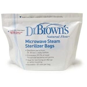 Dr. Brown's Microwave Steam Sterilizer Bags for Baby Bottles, Nipples, Bottle Parts, Pacifiers, Teethers and Breast Pump Parts - 5 Count(Pack of 1)