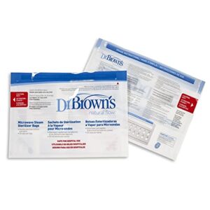 Dr. Brown's Microwave Steam Sterilizer Bags for Baby Bottles, Nipples, Bottle Parts, Pacifiers, Teethers and Breast Pump Parts - 5 Count(Pack of 1)