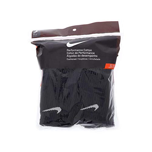 Nike Unisex Bag Cotton Crew 6-Pair Pack Black/White LG (Men's Shoe 8-12, Women's Shoe 10-13)