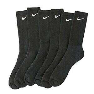 Nike Unisex Bag Cotton Crew 6-Pair Pack Black/White LG (Men's Shoe 8-12, Women's Shoe 10-13)