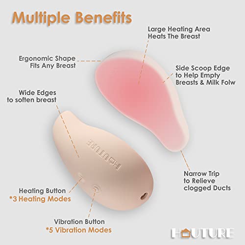 Warming Lactation Massager, Lactation Massager for Breastfeeding, Pumping, Nursing, Heat & Vibration Support for Clogged Milk Ducts, Engorgement, Improve Milk Flow, Better Empty The Breast