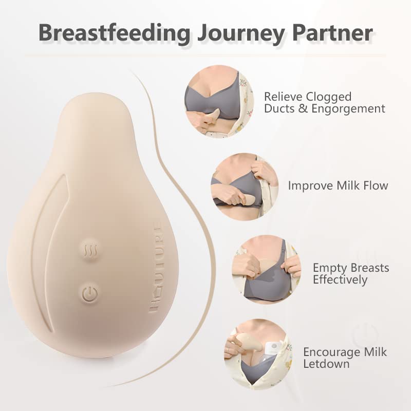 Warming Lactation Massager, Lactation Massager for Breastfeeding, Pumping, Nursing, Heat & Vibration Support for Clogged Milk Ducts, Engorgement, Improve Milk Flow, Better Empty The Breast