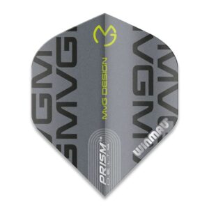 winmau prism alpha pro player michael van gerwen dart flights, mvg grey, 100 micron extra strong (3 sets – 9 flights)
