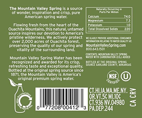 Mountain Valley Sparkling Water, 333 mL Glass Bottles (Pack of 24)