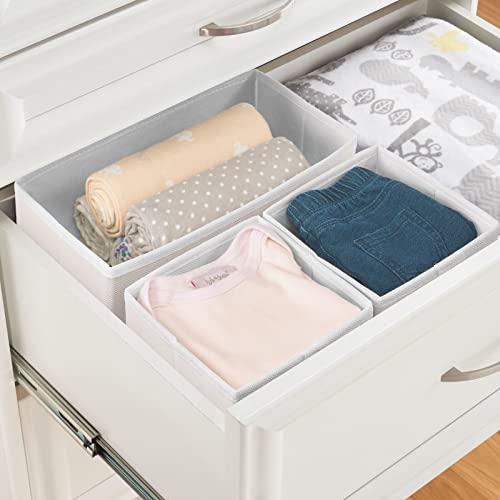 mDesign Fabric Drawer Organizer Bins, Kids/Baby Nursery Dresser, Closet, Shelf, Playroom Organization, Hold Clothes, Toys, Diapers, Bibs, Blankets, Jane Collection, Set of 4, 2 Pack, Cream/White