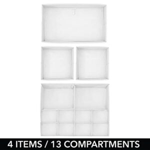 mDesign Fabric Drawer Organizer Bins, Kids/Baby Nursery Dresser, Closet, Shelf, Playroom Organization, Hold Clothes, Toys, Diapers, Bibs, Blankets, Jane Collection, Set of 4, 2 Pack, Cream/White