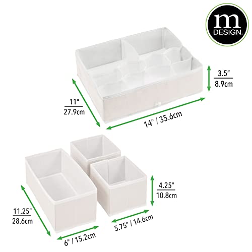 mDesign Fabric Drawer Organizer Bins, Kids/Baby Nursery Dresser, Closet, Shelf, Playroom Organization, Hold Clothes, Toys, Diapers, Bibs, Blankets, Jane Collection, Set of 4, 2 Pack, Cream/White