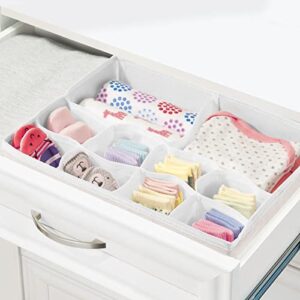 mDesign Fabric Drawer Organizer Bins, Kids/Baby Nursery Dresser, Closet, Shelf, Playroom Organization, Hold Clothes, Toys, Diapers, Bibs, Blankets, Jane Collection, Set of 4, 2 Pack, Cream/White