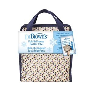 dr. brown’s fold & freeze bottle tote, breastfeeding essential cooler bag, 6 baby bottles milk storage – multicolor