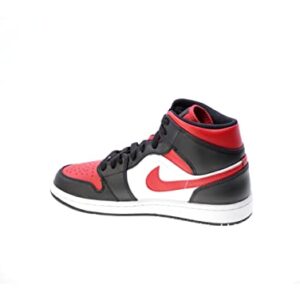 Nike Men's Air Jordan 1 Mid Sneaker, White/Black-red, 10.5