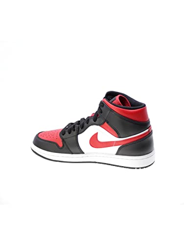 Nike Men's Air Jordan 1 Mid Sneaker, White/Black-red, 10.5