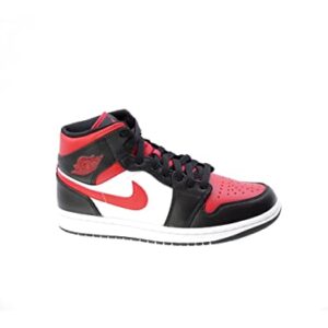 Nike Men's Air Jordan 1 Mid Sneaker, White/Black-red, 10.5