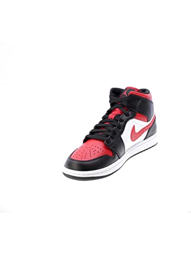 Nike Men's Air Jordan 1 Mid Sneaker, White/Black-red, 10.5