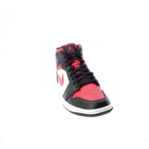 Nike Men's Air Jordan 1 Mid Sneaker, White/Black-red, 10.5