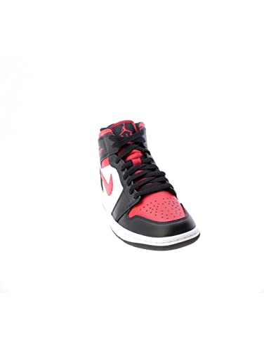 Nike Men's Air Jordan 1 Mid Sneaker, White/Black-red, 10.5