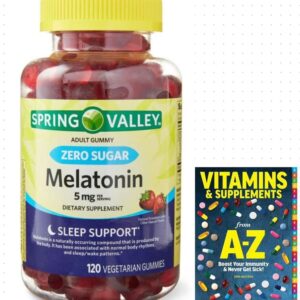 Spring Valley Zero Sugar Melatonin Gummies Dietary Supplement, 5 mg, 120 Count +Better Guide Vitamins &Supplements