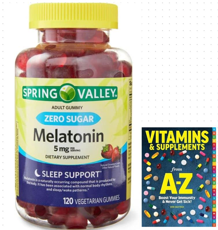 Spring Valley Zero Sugar Melatonin Gummies Dietary Supplement, 5 mg, 120 Count +Better Guide Vitamins &Supplements