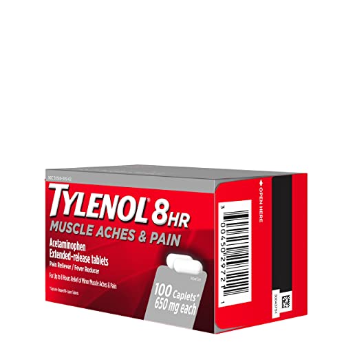 Tylenol 8 Hour Muscle Aches & Pain Acetaminophen Tablets for Muscle & Back Pain, 100 Count