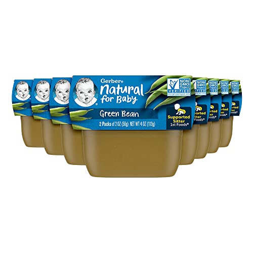 Gerber 1st Foods Baby Food, Green Bean Puree, Natural & Non-GMO, 2 Ounce Tubs, 2-Pack (Pack of 8)