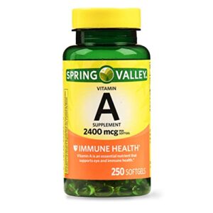 spring valley vitamin a softgels, 2400mcg, 250 count