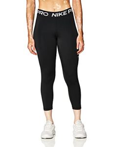 nike pro 365 women’s mid-rise crop leggings, black/white, small