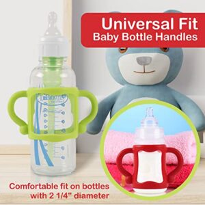 (3-Pack) Bottle Handles for Dr Brown Narrow Baby Bottles with Easy Grip Handles to Hold Their Own Bottle - BPA-Free Soft Silicone - Red Green and Blue