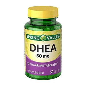 spring valley dhea 50mg dietary supplement 50 tablets sugar metabolism vitality