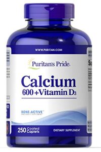 calcium carbonate 600 mg + vitamin d 3.125 mcg (125 iu), supports bone health, 250 count by puritan’s pride (no model)