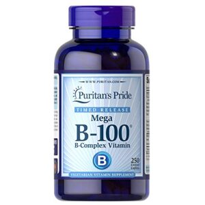 puritan’s pride -100 complex timed release supports energy metabolism, caplets, vitamin b, 250 count