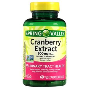 spring valley cranberry extract, 60 count, 500 mg per capsule