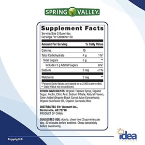 Melatonin Adult Gummies, Sleep Support by Spring Valley, 5 mg, 60 Ct (2 Pack) Bundle with Exclusive "Have a Great Sleep" - Better Idea Guide (3 Items)