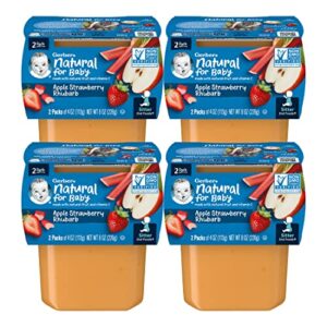 gerber natural for baby 2nd foods baby food tubs, apple strawberry rhubarb, pureed baby food, made with natural fruit & vitamin c, 2 – 4 oz tubs/pack (pack of 4)