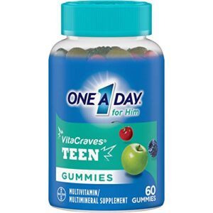 one a day teen for him multivitamin gummies, supplement with vitamin a, c, d, e and zinc for immune health support* & more, 60 count