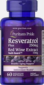 puritans pride resveratrol 250 mg, 60 count