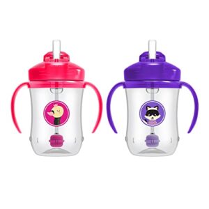 dr. brown’s baby’s first straw cup sippy cup with straw – pink/purple – 9oz – 2pk – 6m+