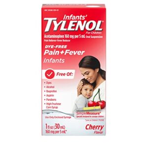 infants’ tylenol acetaminophen medicine, pain & fever relief, dye-free cherry, 1 fl. oz