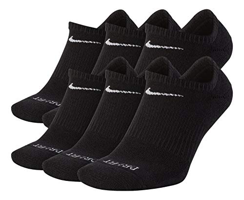 Nike Everyday Plus Cotton Cushioned Crew Socks (6 Pair) (Black - No Show, Medium)