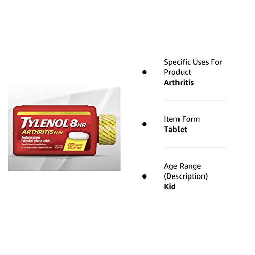 Tylenol Arthritis Pain Reliever 650 Mg, 1 Pack, 290Count