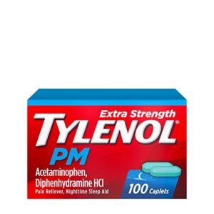 tylenol pm extra strength pain reliever & sleep aid caplets, 500 mg acetaminophen, 100 ct