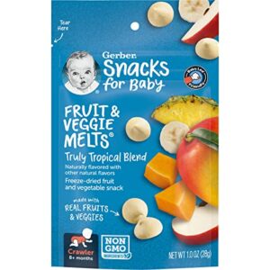 gerber snacks for baby fruit & veggie melts, truly tropical blend, 1 ounce