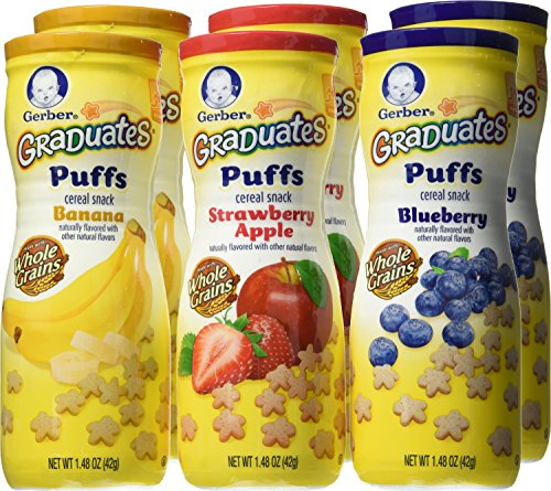 Gerber Graduates Puffs Cereal Snack, Assorted Flavors, 1.48 Ounce, 6 Count
