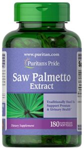puritans pride saw palmetto extract, supports urinary function and promotes prostate heatlh, 180 count