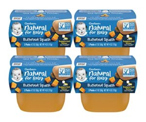 gerber natural for baby 1st foods baby food tubs, butternut squash, non-gmo pureed baby food, made with natural vegetables, 2 – 2 oz tubs/pack (pack of 4)