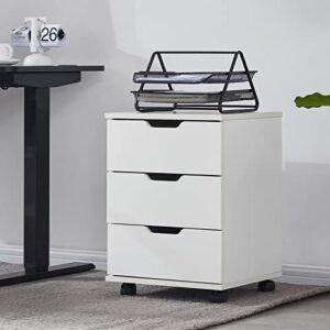 farini mobile file cabinet for home office, 3 drawer chest wood, drawers unit for under desk, storage drawers cabinet white