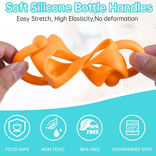 4-Pack Bottle Handles for Dr Brown Narrow Baby Bottles, Soft Silicone Bottle Holder for Baby Self Feeding, Teach Babies to Drink Independently, Easy Grip, BPA Free