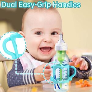 4-Pack Bottle Handles for Dr Brown Narrow Baby Bottles, Soft Silicone Bottle Holder for Baby Self Feeding, Teach Babies to Drink Independently, Easy Grip, BPA Free