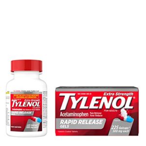 tylenol extra strength rapid release gels with acetaminophen, pain reliever & fever reducer, 225 ct