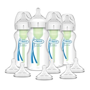dr. brown’s options+ wide-neck anti-colic baby bottle – 9oz – 4pk and options+ wide-neck baby bottle nipple, level 2 (3 months+), 6 count