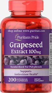 puritans pride grapeseed extract 100 mg, 200 count