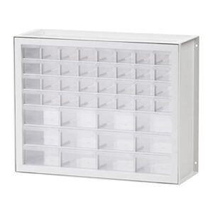 IRIS USA 44 Drawer Stackable Storage Cabinet for Hardware Crafts and Toys, 19.5-Inch W x 7-Inch D x 15.5-Inch H, White - Small Brick Organizer Utility Chest, Scrapbook Art Hobby Multiple Compartment